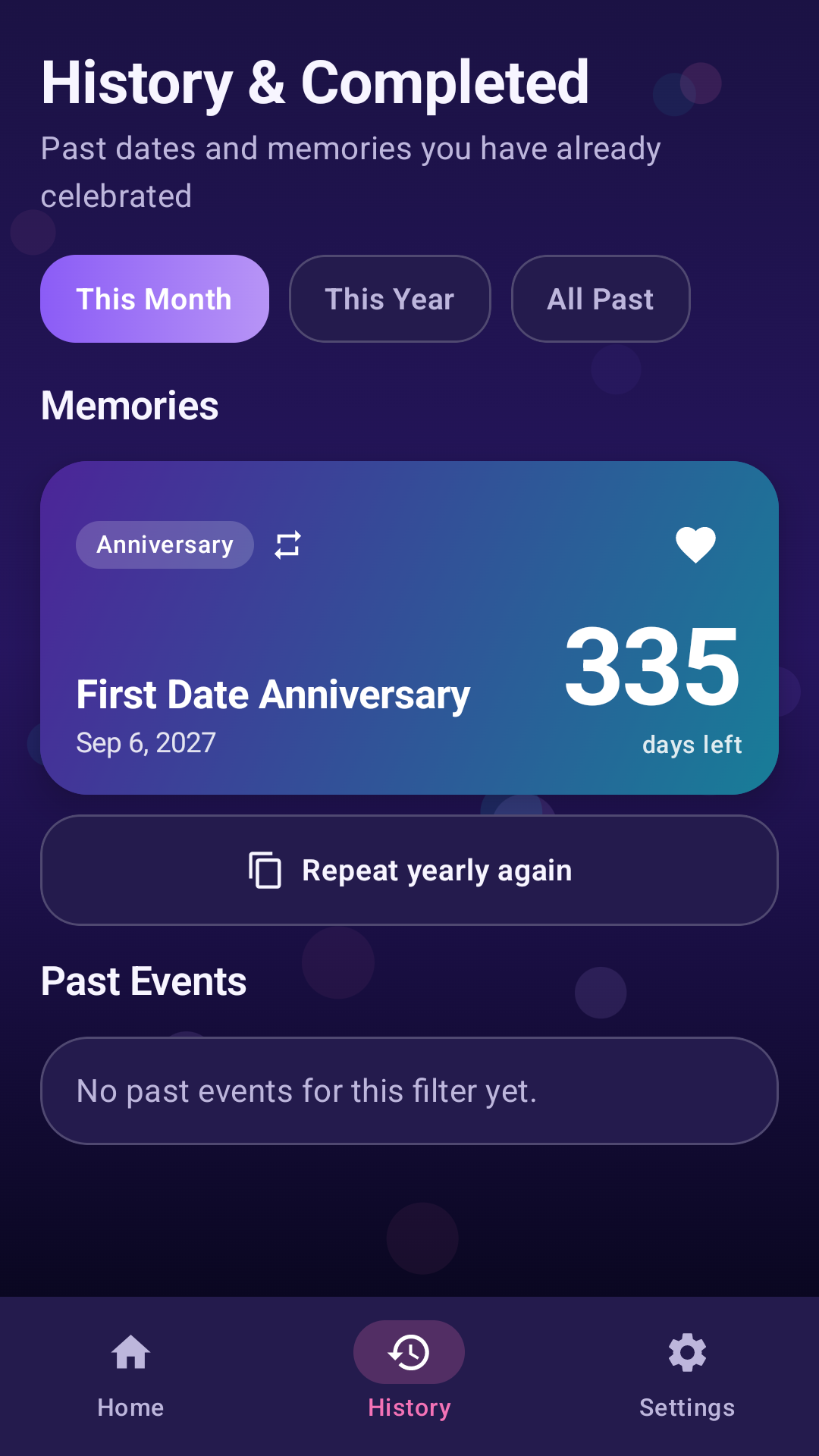 History screen